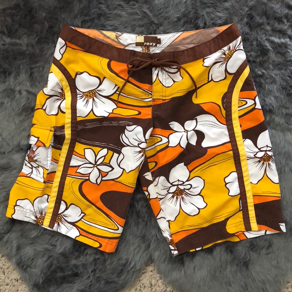 Roxy Hawaiian Print Swim Trunks size 7
